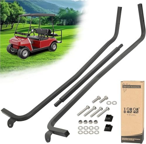 10L0L Golf Cart Front Roof Strut Brackets For Club Car Ds 2000-Up, Complete Kit With Heavy Duty Steel Bushings