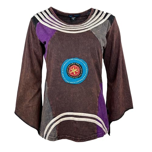 Agan Traders 2026 Winter Boho Tops for Women - Cotton Rib Knit Ladies Tops and Blouses - Handmade Patchwork Women's Blouses (007 RB, XL, M7)