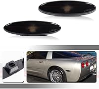 Vista 10 de Kit de lentes ahumadas negras con luz LED roja completa compatible con Chevrolet Corvette C5 1997-2004 Reemplazar OEM parachoques trasero lateral