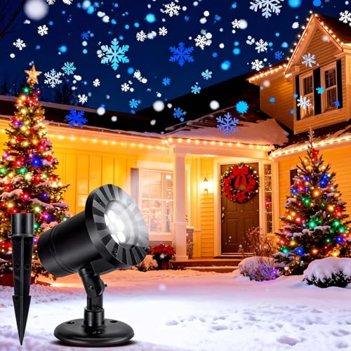 Lampada Proiettore di Fiocchi di Neve, Luce di Natale Impermeabile IP65, Proiettore a LED Interni ed Esterni per La Decorazioni Natale, Giardino Prato, Matrimoni