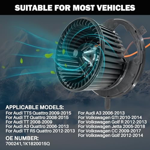 Image of 700241 AC Heater Blower Motor Fan Assembly Fit for Audi a3 Quattro 2006-2013 ，TT Quattro 2008-2015，for Volkswagen GTI 2010-2014，Golf R 2012-2013 ，Jetta 2005-2018，CC 2009-2017 1K1820015Q