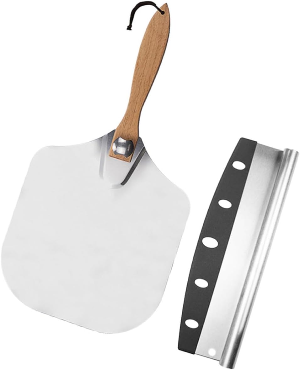 Toyvian 2 Pcs Aluminum Pizza Scraper Set with Foldable Design and Reinforced Joint, Sturdy Pizza Peel Tools for Easy Transfer and Serving in Home Kitchen Random Color