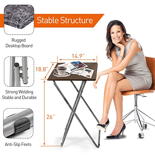 Image of Garden 4 you Portable Folding TV Tray /TV Trays Foldable Dinner Snack Trays Table, Portable Foldable Table Small Sofa Bedside Tables with Light Weight, 15 x 18.9 x 26 in(Black Marble,1PC)