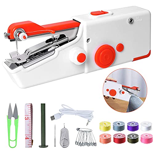Handheld Sewing Machine, Mini Portable Cordless Sewing Machine for beginners, Electric Sewing Mending Machine for Fabric, Clothing, and Leather, Sew Quick Stitch Tool for Beginner and Kids