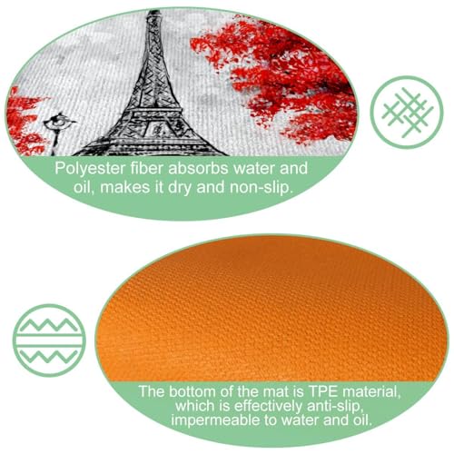Tapis de cuisine Tour Eiffel lavable pour stopper l'humidité du sol