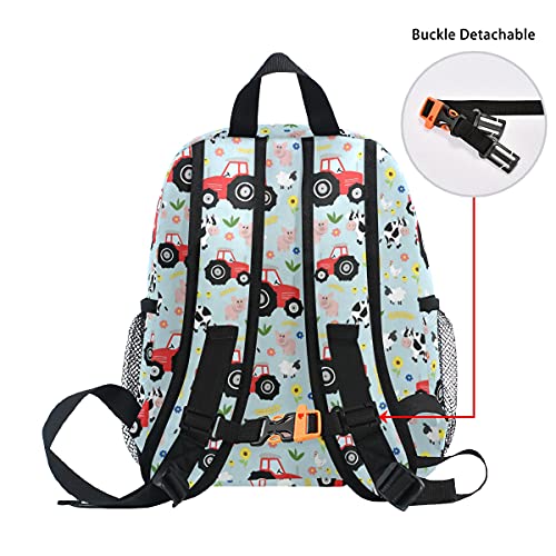 Custom Farm Animals and Trucks Pattern Kid's Toddler Backpack, Personalized Backpack with Name/Text, Customization School Bag4