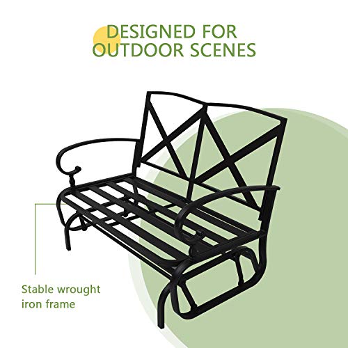 Incbruce Outdoor Indoor Furniture 5Pcs of 6 Seats Patio Conversation Set (Swing Glider, Loveseat, Coffee Table, 2 Lounge Chairs) Swing Glider Chair and Steel Frame Chair Sets, Red Cushions - Thumbnail 4