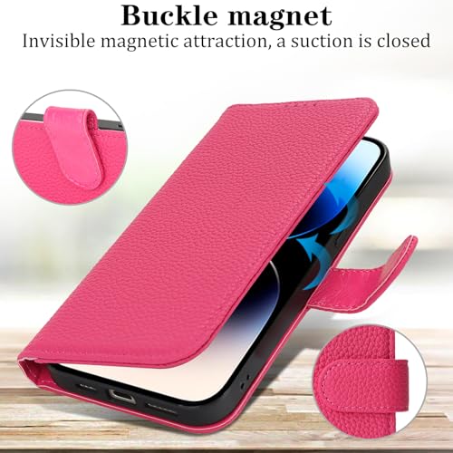 Zouzt Leather Wallet Case for iPhone 14 Pro, 4 Card Slot, Rose Red by Zouzt - Used condition - Image 4