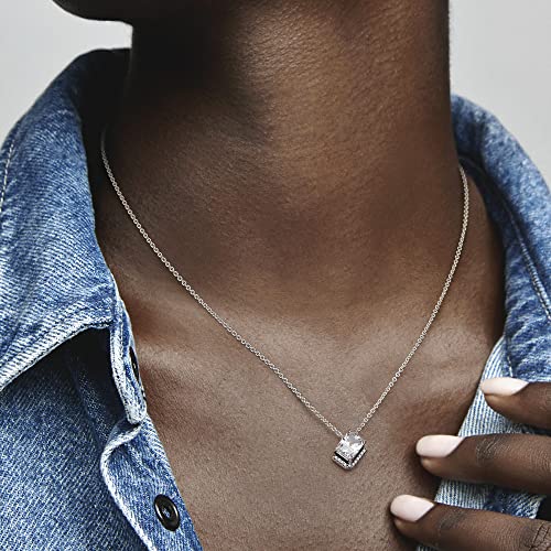 Collier Halo Scintillant Rectangulaire en argent massif - 4