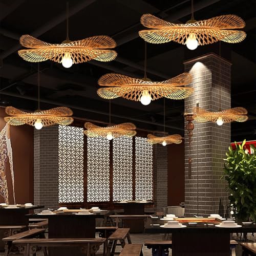 Lámpara de bambú E27 para iluminar islas de cocina oscuras 5