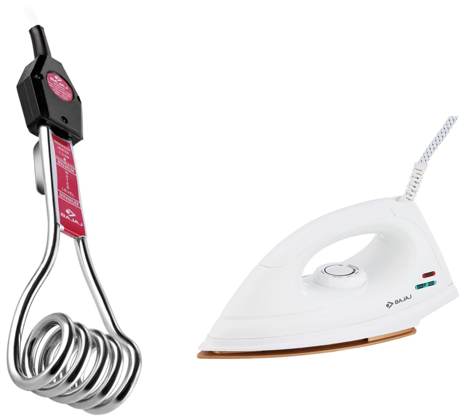 Bajaj 1500-Watt Immersion Heater with 16A Plug Type & DX 7 1000-Watt Dry Iron Combo-image-39