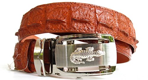 Genuine Real Backbone Crocodile Skin Leather Men Golden Tan Belt 48"2