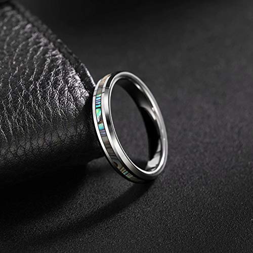 Frank S.Burton 4mm 6mm 8mm I Love You Tungsten Abalone Shell Inlay Rings for Men Women Couples Wedding Band Size 4-152