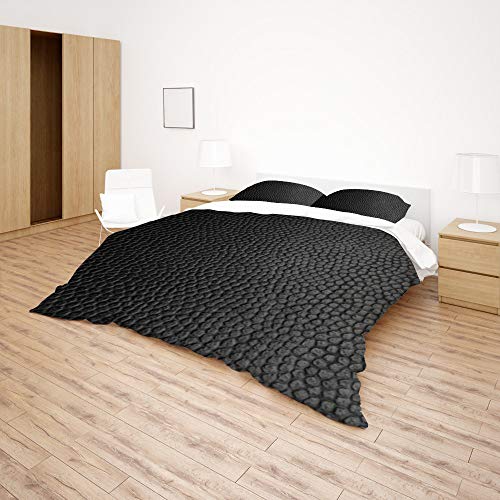 Parure de lit King Size ultra doux noir motif 3 pièces pour un sommeil réparateur