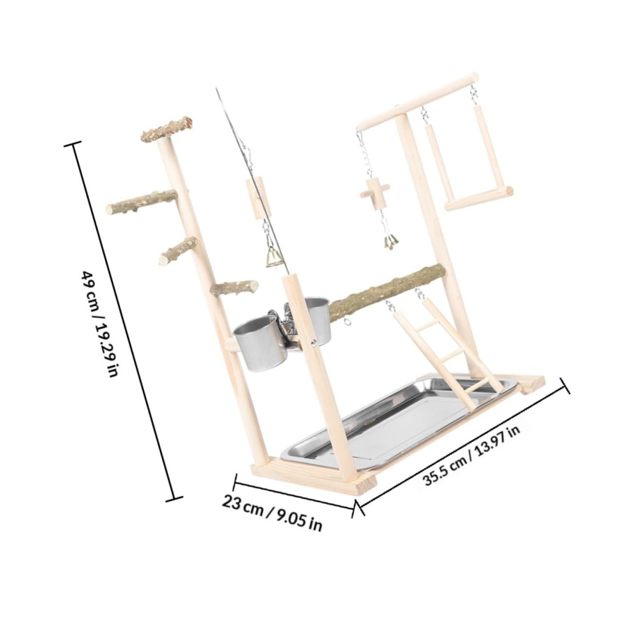 Parco Giochi per Pappagalli con Supporto in Legno di Pepe Stabile e Multifunzionale, per Calopsitte e Pappagalli Piccoli, Design Elegante per Decorazione Casa