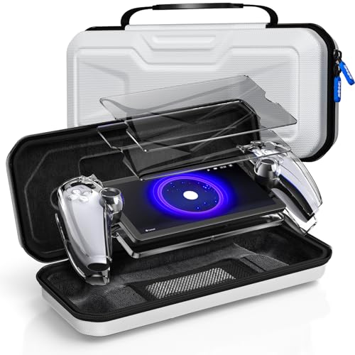 Klipdasse Accessories Kit for Playstation Portal, EVA Carrying Case, Hard PC Clear Protective Crystal Cover Case and 2 Pack HD Tempered Glass Screen Protector for PS 5 Portal Accessories