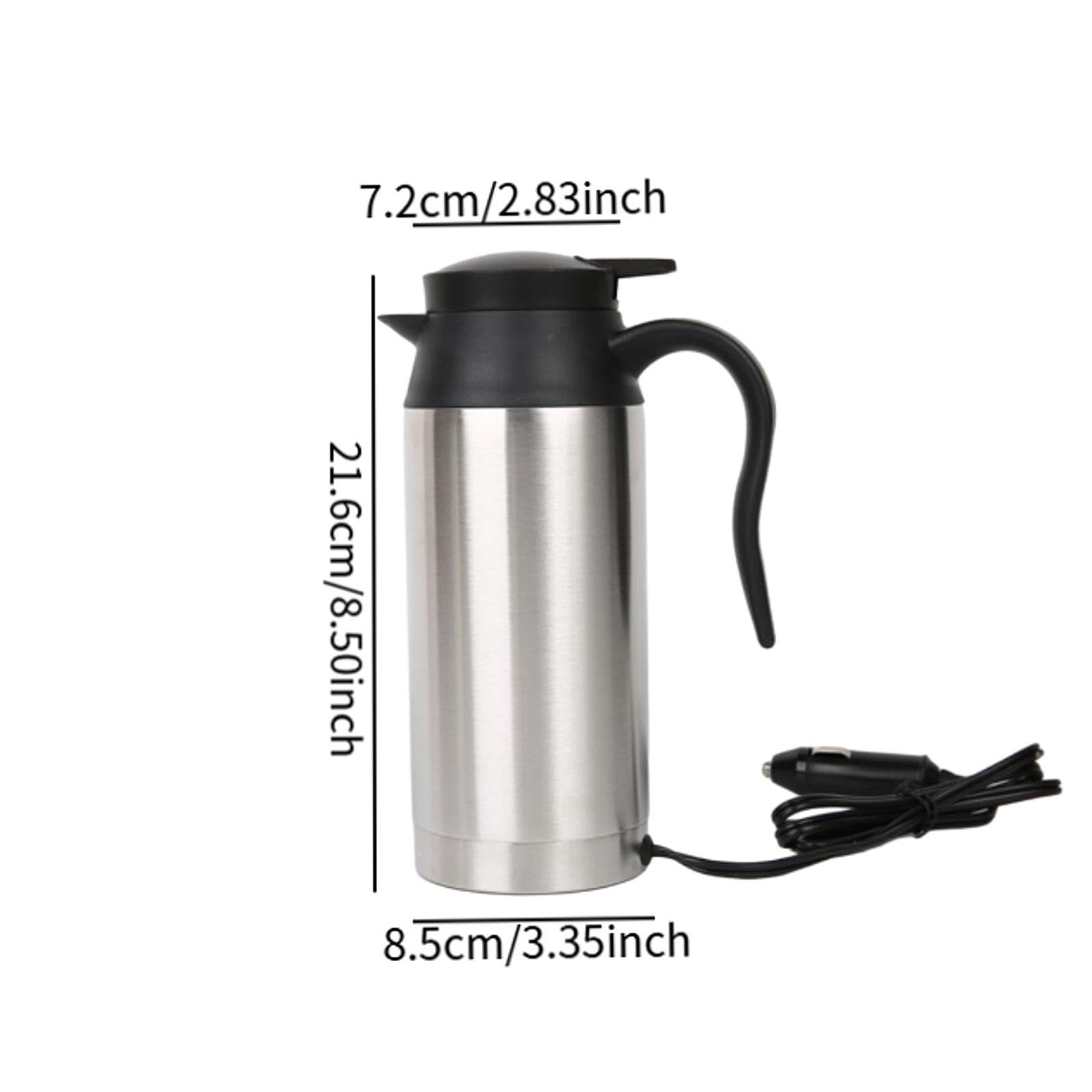 Hervidor de Coche Taza Termo Eléctrica Calefacción Portátil Calentador de Leche Café Agua Acero Inoxidable Aislamiento Vacío Adecuado para Carretera C, 24V, Individual