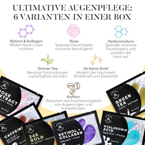 AURAE Gemischte Augenpads (30 Paare) - Eye Pads mit Niacinamid & Hyaluron - Augenpads Gegen Augenringe - Augenringe Entfernen - Eye Patches