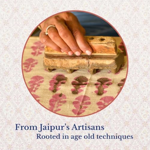Image of Jaipur Weaves Jaipuri Double Bed Cotton Bedsheet Queen Size 90x85, 120 TC 100% Pure Cotton Bed Sheet with 2 Pillow Covers, Floral Traditional Print (Pink Jaal, Double)