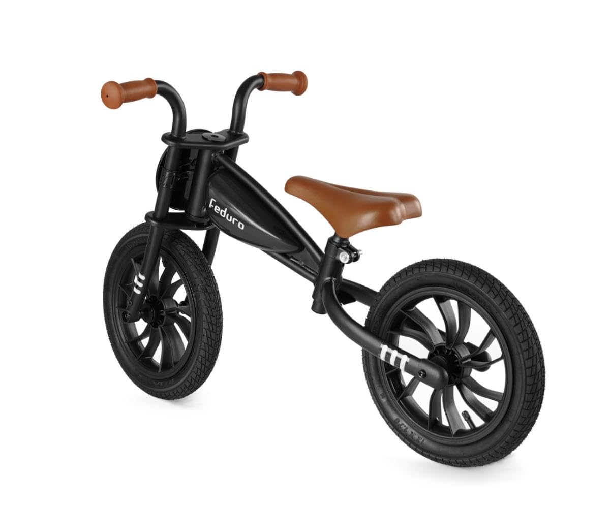 QPLAY Balance Bike Feduro Vélo d'équilibre pour enfants de 3 à 6 ans avec selle réglable en hauteur, roues de 12 pouces à chambre à air tout terrain jusqu'à 30 kg