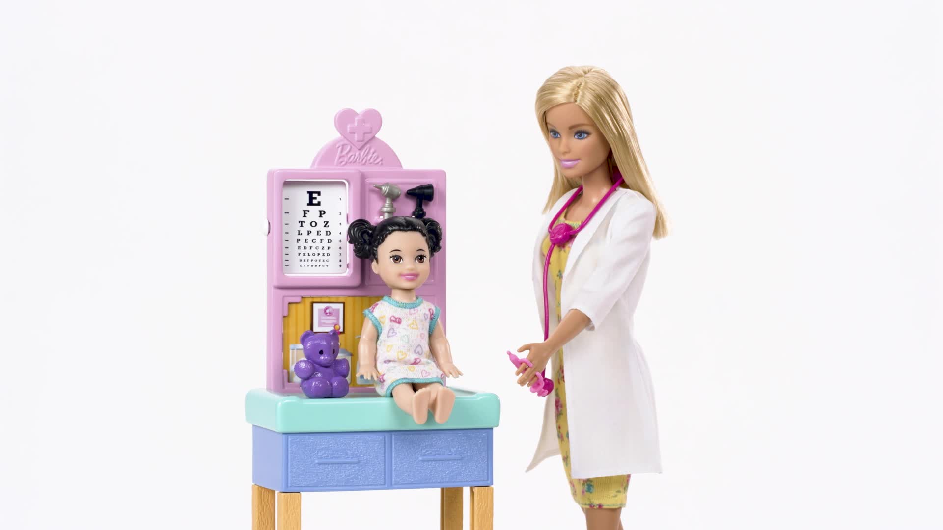 Barbie You Can Be Anything Series, Doktor, Puppe mit blonden Haaren, Baby schwarzen Zöpfen, Röntgengerät, Armgips, Arztkittel, Accessoires, Geschenk für Kinder ab 3 Jahren – Bild 8
