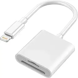 Adaptador de slot de cartão duplo Lightning para SD e TF, leitor de cartão de memória micro SD/SD certificado pela Apple MFi para iPhone 14 13 12 11 Pro Max XS XR X 8 iPad, Plug and Play