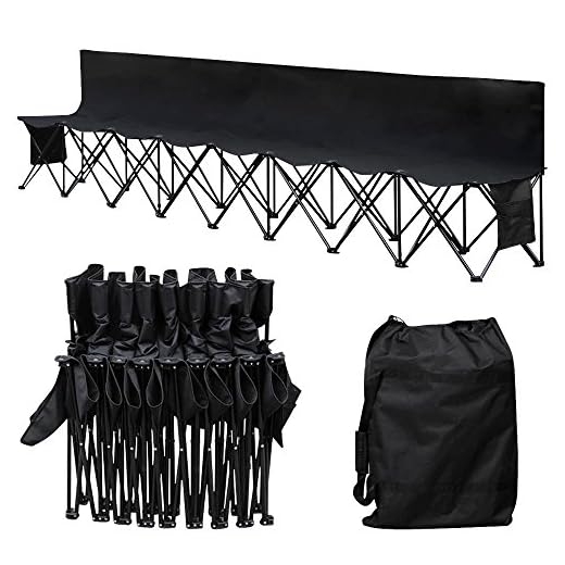 Yaheetech 8 Seats Portable Folding Bench Chairs For Camping Outdoor Waterproof Team Sports Sideline Bench with Backrest Black