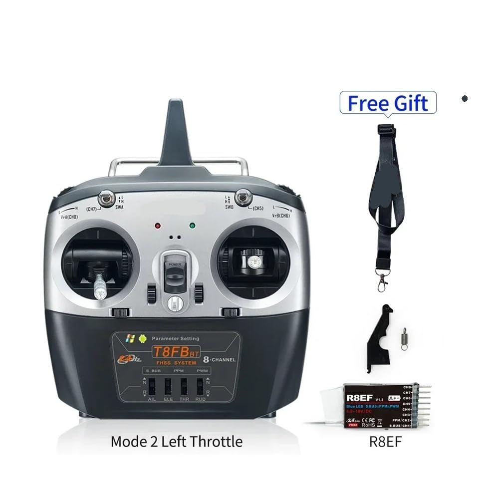 T8FB BT 8 canali radiocomando 2.4G con ricevitore R8EF trasmettitore remoto adatto for aereo ad ala fissa Drone FPV(T8FB Mode 2 R8EF)