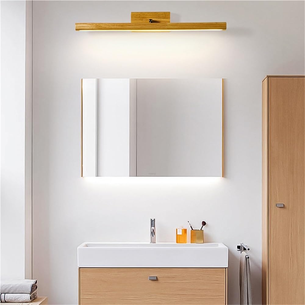Spiegelleuchte Spiegellampe Holz Lange Streifen Eitelkeit Licht LED 3-Farbe Licht Badezimmer Wand Leuchte Moderne Linear Make-Up Spiegel Front Lampe for Make-Up Licht, Frisiertisch(Wood,40cm)