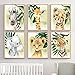 wurenhui 6 Affiches Animaux de la Foret Bebe Enfant a4 Poster Elephant Lion Girafe Zèbre Tigre Tableaux Chambre Decoration sans Cadres