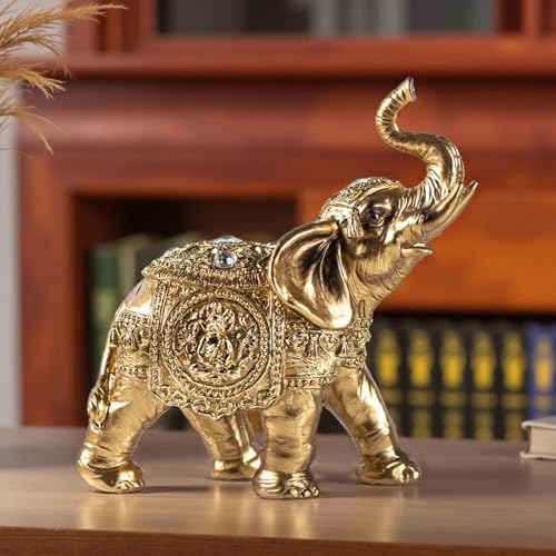 Estatua Decorativa Elefante Dorado en Resina miniatura 2