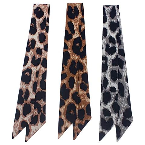 Uainhrt 3pcs Beautiful Leopard Bag Handbag Handle Ribbon Scarf Hair Head Band Neck Scarf Neckerchief Scarf Head Wrap for Women Girls Decoration Cover