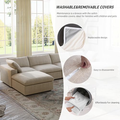 Cloud Modular Sectional Sofa Couch,80.3" L Shaped Convertible Couches with Storage Ottoman for Living Room,Minimalist Deep Sofa Couches,Sofa Covers Washable&Replaceable