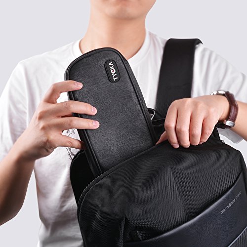 TYCKA Mini Travel Electronics Accessories Storage Bags with Two Adjustable Dividers for Cable, Cord, USB, SD Cards, Chargers, Deep Gray