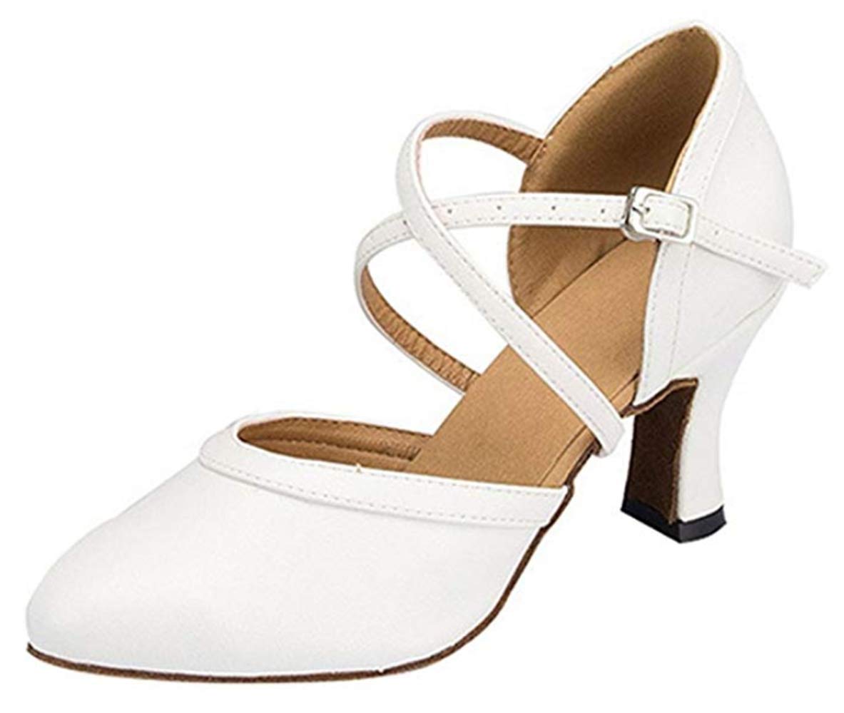 Scarpe da Ballo Latino Donne Punta Chiusa Cinturino alla Caviglia Salsa Tango Moderno Scarpe Party Scarpe da Ballo