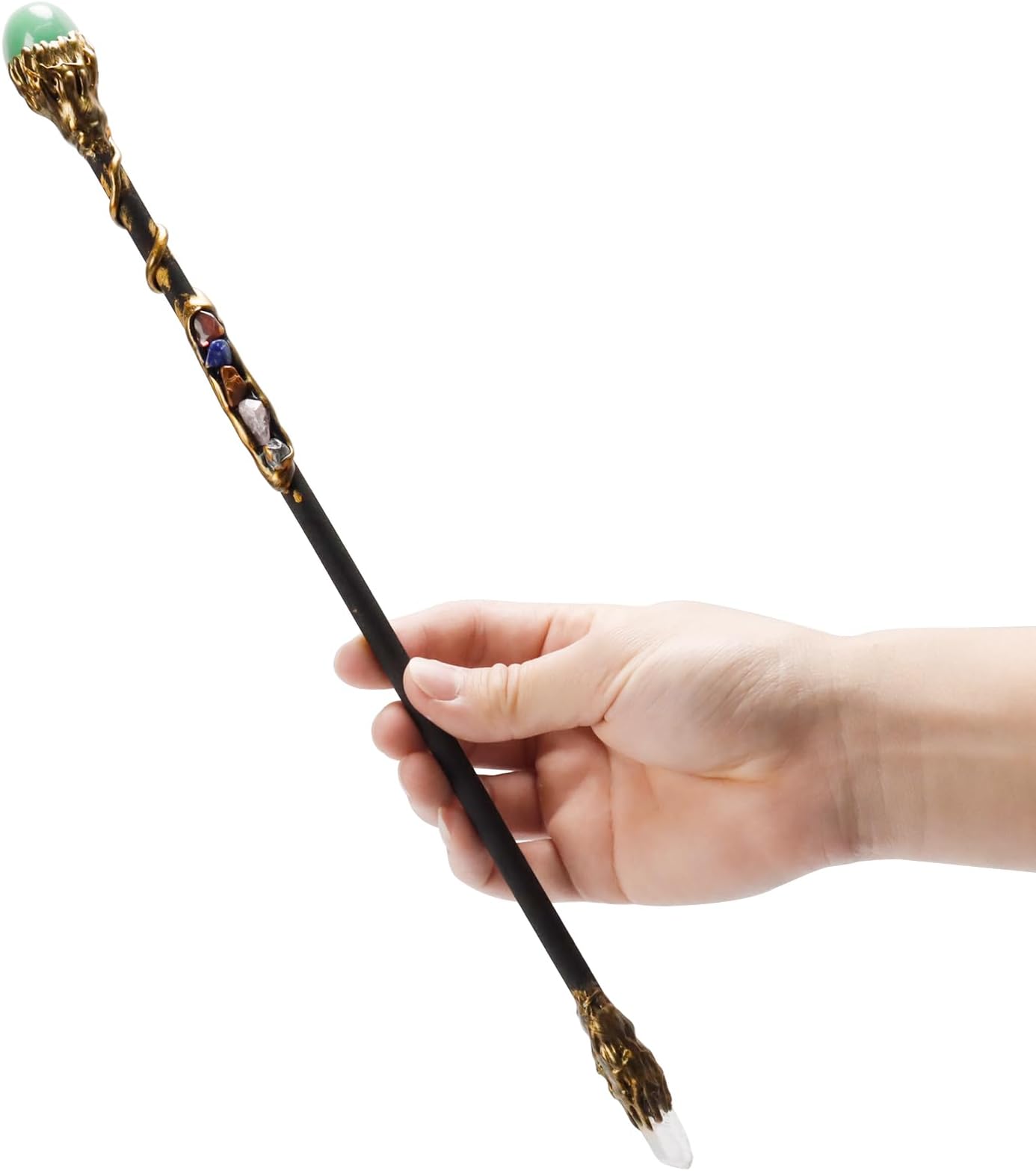 Rich Boxer Fine Handcrafted Crystal Magic Wand - Green Aventurine Gemstone - Cosplay & Role Play for Kids