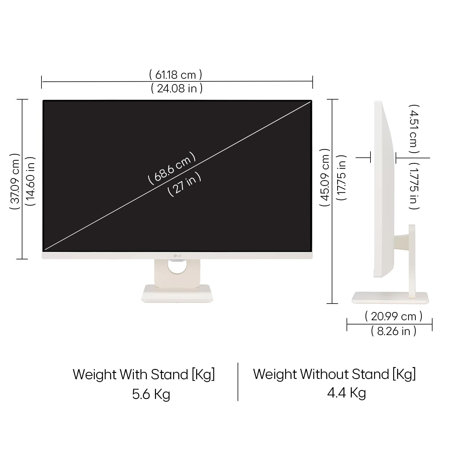 LG 27U511SA 68.58 cm (27 Inch) Full HD (1920x1080) IPS Smart Monitor with webOS, 100Hz, Wi-Fi, Bluetooth, Miracast, AirPlay2, Speakers, HDMI, USB-A, Slim Stand, 3-Side Virtually Borderless, (White) — Amazon image 4
