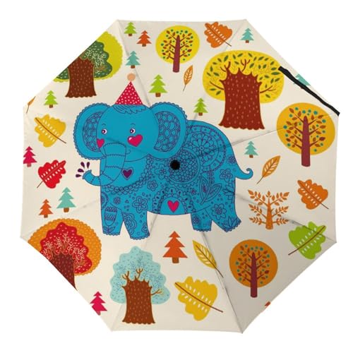 Parapluie automatique compact haut de gamme motif éléphant résistant et élégant