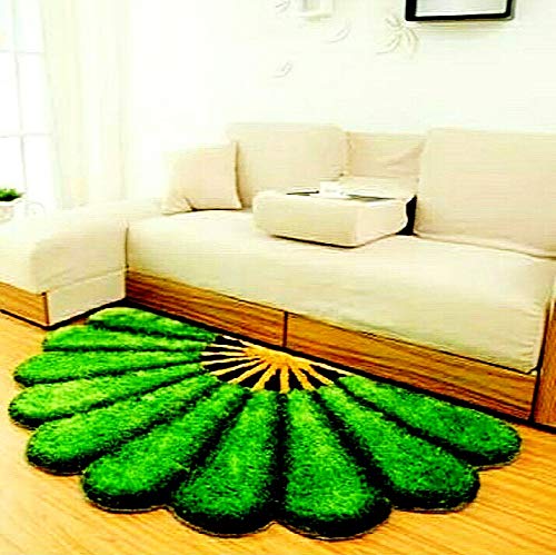 Royal Trend Half Sunflower Doormat for Home Entrance - Micropoly Anti Slip Shaggy Rug for Home Living Room Bedroom - Exclusive Super Soft Multipurpose Floor Mats, 16x34 Inches (Green)
