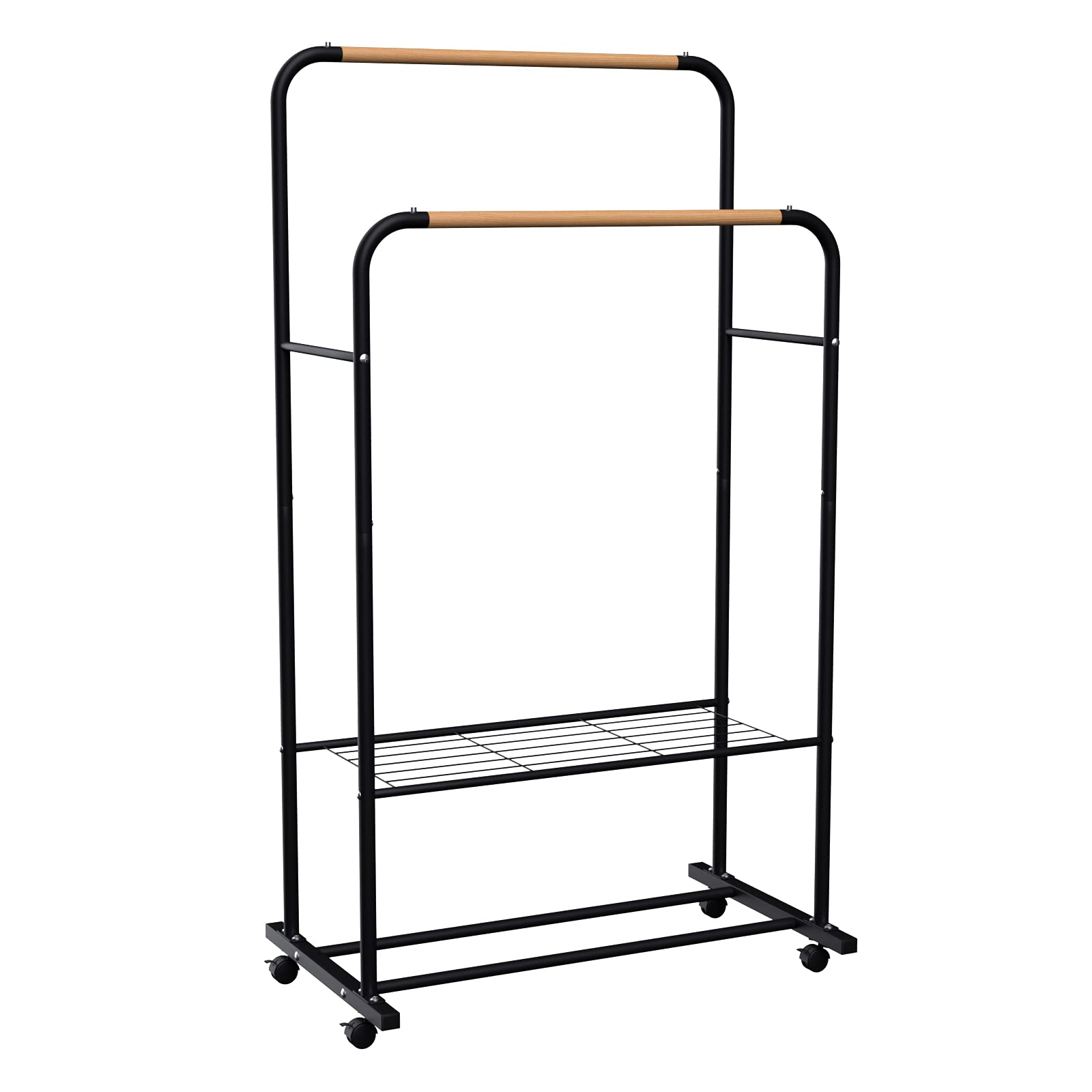 YOUDENOVA Clothes Rack with Shelves, Rolling Clothing Rack on Wheels