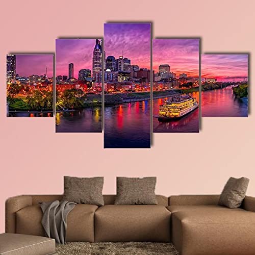 5 teiliges wandbild Landschaft,Von,Nashville,Skyline,Mit,Boat 5 stück leinwand wandkunst,5 teilig leinwand wanddeko wohnzimmer,leinwanddruck 5 teilig bilder wohnzimmer modern groß,mit rahmen,100x55cm für 49,99 EUR (-5%) statt 18,47 EUR bei amazon.de Bild: 5 teiliges wandbild Landschaft,Von,Nashville,Skyline,Mit,Boat 5 stück leinwand wandkunst,5 teilig leinwand wanddeko wohnzimmer,leinwanddruck 5 teilig bilder wohnzimmer modern groß,mit rahmen,100x55cm für 49,99 EUR (-5%) statt 18,47 EUR bei amazon.de