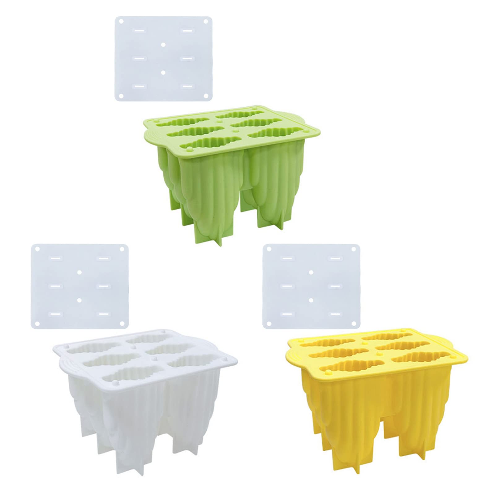 Moldes para polos， Molde de silicona for hacer helados con 6 cavidades, 3 colores a elegir(White)