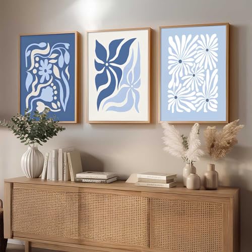 Image of kotart Aesthetic Abstract Floral Art Home Decoration | Boho Floral Paintings With Frame For Living Room Bed Room Hotel Wall Decor Digital Reprint Set of 3 (20x30 Inch)