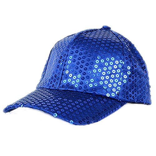 Elee Women Men Shining Sequin Baseball Hat Sequined Glitter Dance Party Cap Clubwear (Royal Blue)