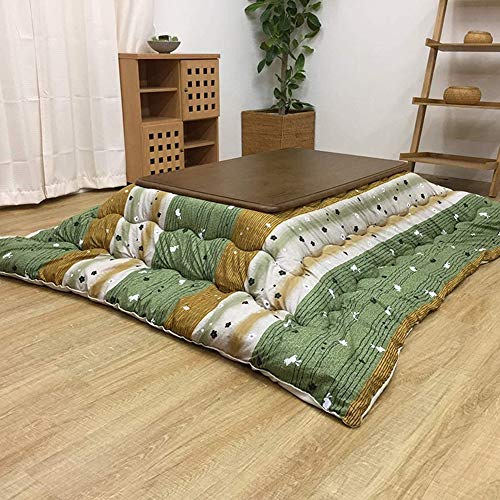 FMXYMC Foot Warmer Coffee Table, Japanese-Style Kotatsu Tables, Tatami Heated Stove Futon Table, with Embedded Heater, Soft Blanket, Rug, Classic Print,B
