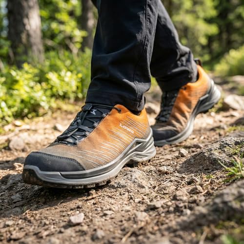 LOWA Multifunktionsschuhe Zirrox 2 GTX Lo SL wasserdichte und komfortable Herren Sportschuhe mit griffiger Laufsohle Orange/Grey EU 43,5