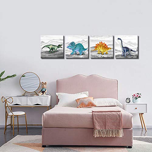 Dinosaur Bedroom Decor Wall Art Prints Gift Idea For Nursery And Kids Room Canvas Wall Art Watercolor Dinosaur Boys Room Decor Framed Wall Art 4 Pieces Canvas Art Print Gallery Wrapped Wall Art Prints Teen Room Décor #TOP2