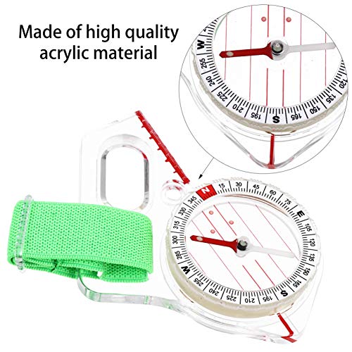 NUOBESTY Bússola de acrílico multifuncional para acampamento ao ar livre, régua de bolso, ferramenta