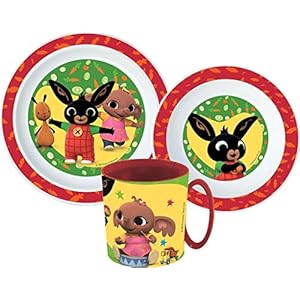 Bing kinderserviesset met bord, mueslikom en mok