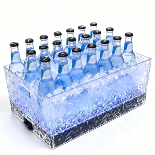Ice Buckets for Parties Wine and Champagne Bucket Cooler (24-Piece Set) – Acrylic 15L LED Glow Ice...